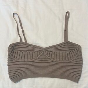 Women's Ribbed Bralette - Brown